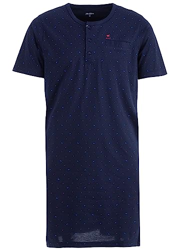 Henry Terre Herren Nachthemd Kurzarm Tropfen Rundhals Tasche Schlafshirt Knöpfe, Farbe:Navy, Größe:M von Henry Terre