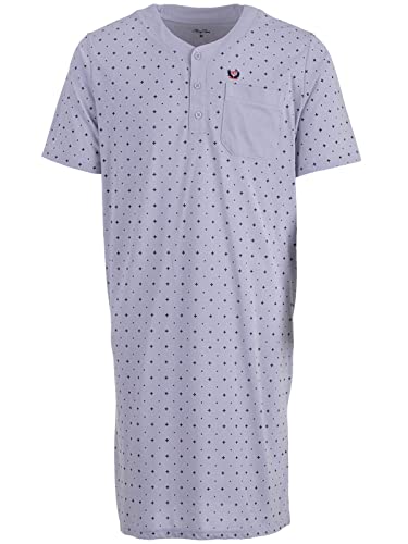 Henry Terre Herren Nachthemd Kurzarm V-Ausschnitt Schlafshirt Baumwolle mit Brusttasche, Farbe:Grau, Größe:L von Henry Terre