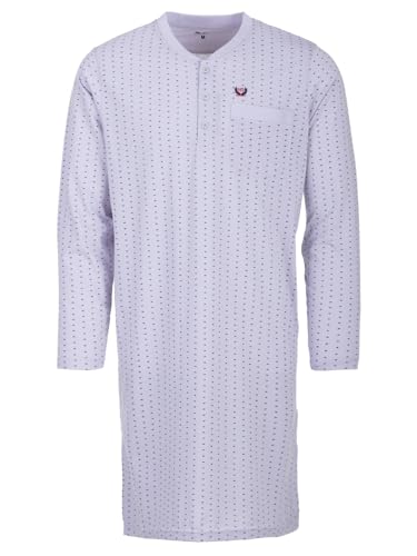 Henry Terre Nachthemd Herren Langarm Rechtecke Muster Brusttasche Knopfleiste M-2XL, Farbe:grau, Größe:M von Henry Terre