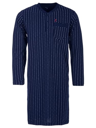 Henry Terre Nachthemd Herren Langarm Rechtecke Muster Brusttasche Knopfleiste M-2XL, Farbe:Navy, Größe:XXL von Henry Terre