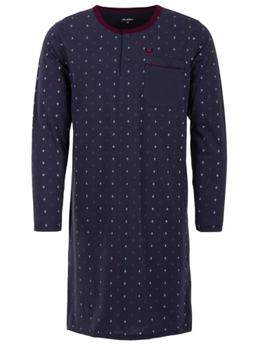 Henry Terre Herren Nachthemd Langarm Schlafshirt Pyjamaoberteil Größe M-3XL, Farbe:Navy, Größe:XL von Henry Terre