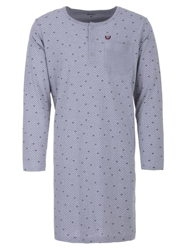 Henry Terre Herren Nachthemd Langarm Schlafshirt mit Brusttasche im Punktedesign, Farbe:Grau, Größe:3XL von Henry Terre