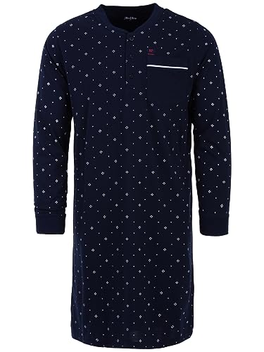 Henry Terre Herren Nachthemd Langarm Stehkragen Schlafshirt Pyjamaoberteil Größe M-3XL, Farbe:Navy, Größe:XXL von Henry Terre