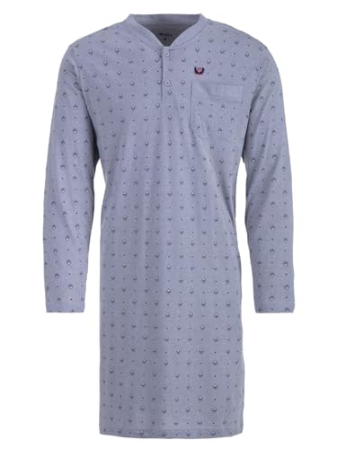 Henry Terre Nachthemd Herren Langarm Raute Muster Brusttasche Knopfleiste M-3XL, Farbe:grau, Größe:XXL von Henry Terre