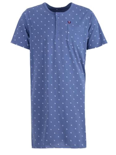 Henry Terre Herren Nachthemd kurzärmelig Sommer Schlafshirt Pyjamaoberteil Größe M-3XL, Farbe:Blau, Größe:L von Henry Terre