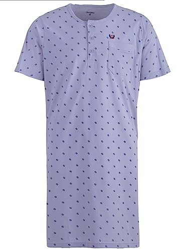 Henry Terre Herren Nachthemd kurzärmelig Sommer Schlafshirt Pyjamaoberteil Größe M-3XL, Farbe:Grau, Größe:3XL von Henry Terre