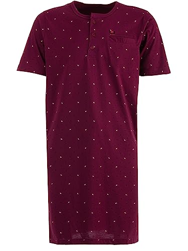 Henry Terre Herren Nachthemd kurzam Schlafshirt Sommer Schlafshirt Größe M-3XL, Farbe:Bordeaux, Größe:L von Henry Terre