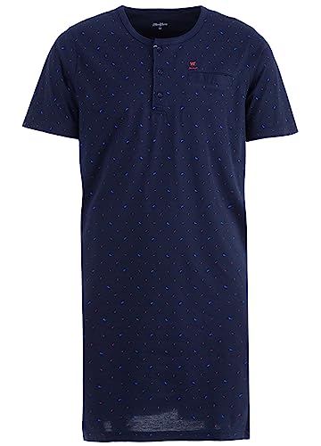 Henry Terre Herren Nachthemd kurzam Schlafshirt Sommer Schlafshirt Größe M-3XL, Farbe:Navy, Größe:M von Henry Terre