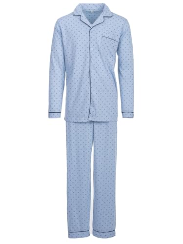 Henry Terre Herren Pyjama Diamant Muster Langarm Schlafanzug Baumwolle durchgeknöpft, Farbe:hellblau, Größe:M von Henry Terre
