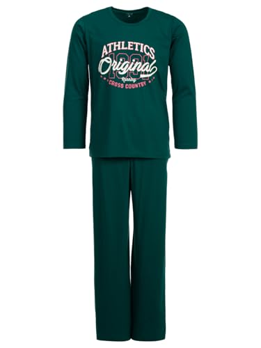 Henry Terre Herren Pyjama Langarm Athletics Original 2 teiliges Set M-2XL Baumwolle, Farbe:Grün, Größe:L von Henry Terre