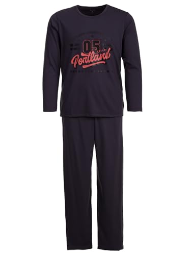 Henry Terre Herren Pyjama Langarm Oregon Portland Set M-2XL Baumwolle, Farbe:anthrazit, Größe:XL von Henry Terre