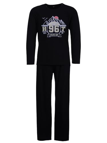 Henry Terre Herren Pyjama Set 2 TLG. Colorado 96 Langarm Schlafanzug Baumwolle, Farbe:Schwarz, Größe:M von Henry Terre