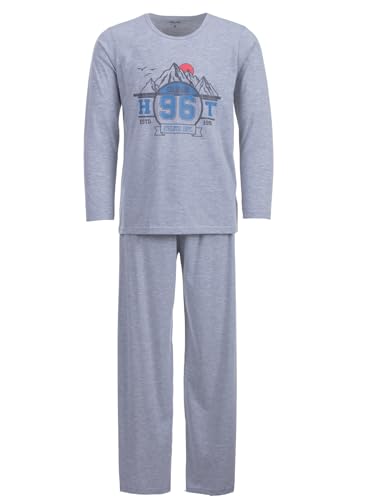 Henry Terre Herren Pyjama Set 2 TLG. Colorado 96 Langarm Schlafanzug Baumwolle, Farbe:hellgrau, Größe:L von Henry Terre