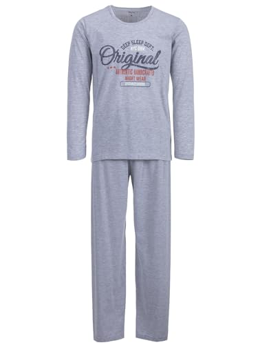 Henry Terre Herren Pyjama Set 2 TLG. Original Authentic Nightwear Langarm Schlafanzug Baumwolle, Farbe:Grau, Größe:XL von Henry Terre