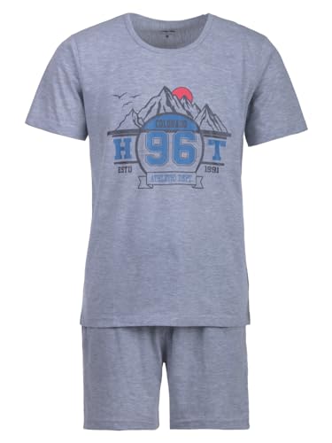 Henry Terre Herren Pyjama Set 2 TLG. Shorty Colorado 96 Übergröße Baumwolle, Farbe:hellgrau, Größe:XXL von Henry Terre