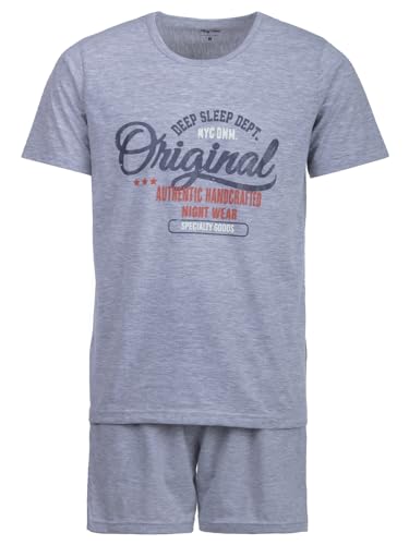 Henry Terre Herren Pyjama Set 2 TLG. Shorty Original Authentic Nightwear Übergröße Baumwolle, Farbe:Grau, Größe:4XL von Henry Terre