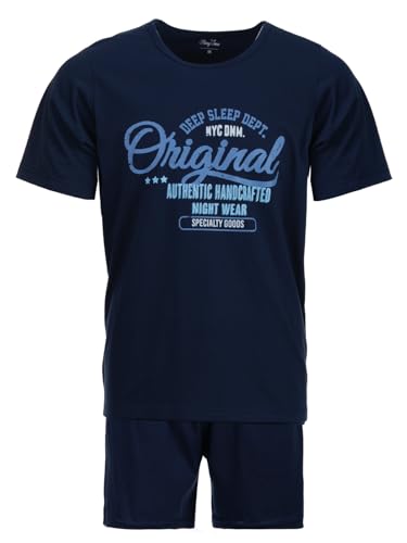 Henry Terre Herren Pyjama Set 2 TLG. Shorty Original Authentic Nightwear Übergröße Baumwolle, Farbe:Navy, Größe:3XL von Henry Terre