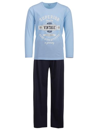 Henry Terre Herren Pyjama Set 2 TLG. Vintage Hose Anthrazit Langarm Schlafanzug, Farbe:Hellblau, Größe:XL von Henry Terre