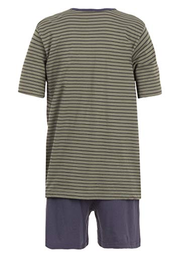 Henry Terre Herren Pyjama Set Shorty Kurzarm Gestreift V-Ausschnitt M-5XL Schlafanzug, Farbe:Khaki, Größe:XL von Henry Terre