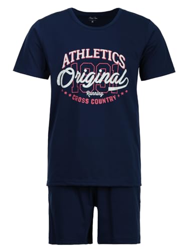 Henry Terre Herren Pyjama Shorty Athletics Original Schlafanzug M-5XL Baumwolle, Farbe:Navy, Größe:M von Henry Terre