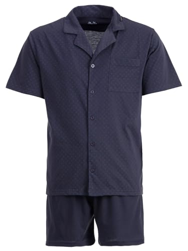 Henry Terre Herren Pyjama Shorty Karl mit Kreuz-Muster Schlafanzug Set M-5XL Baumwolle durchgeknöpft Shorts & Kurzarm-Shirt Elegantes Design Sommerschlafanzug, Farbe:anthrazit, Größe:L von Henry Terre