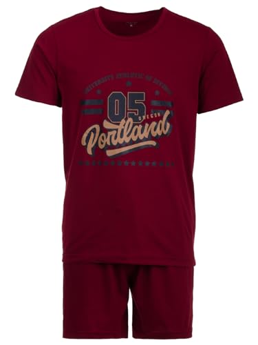 Henry Terre Herren Pyjama Shorty Oregon Portland Set M-5XL Baumwolle, Farbe:Bordeaux, Größe:XXL von Henry Terre