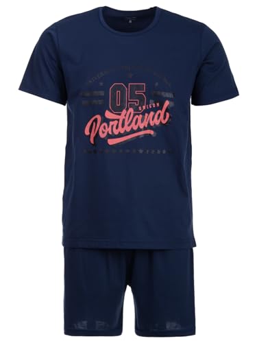 Henry Terre Herren Pyjama Shorty Oregon Portland Set M-5XL Baumwolle, Farbe:Navy, Größe:XL von Henry Terre