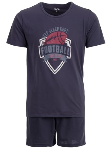 Henry Terre Herren Pyjama Shorty Paul Football Schlafanzug Set M-5XL Baumwolle Shorts & Kurzarm-Shirt Sportliches Design Sommerschlafanzug, Farbe:anthrazit, Größe:L von Henry Terre