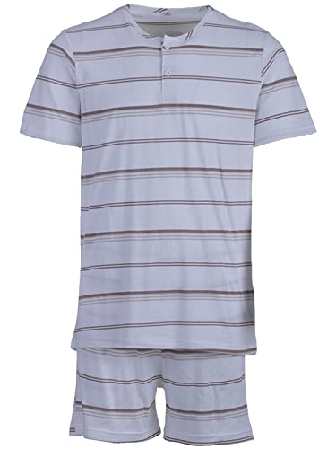 Henry Terre Herren Pyjama Set Shorty Kurzarm Streifen Schlafanzug M-2XL, Farbe:weiß, Größe:L von Henry Terre