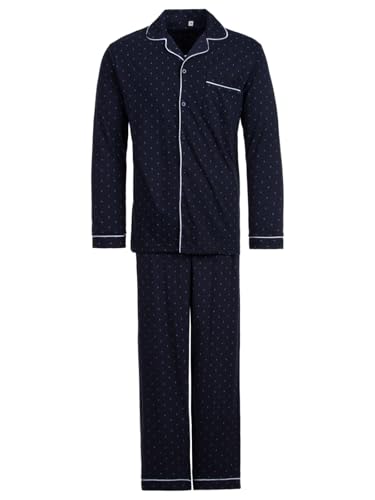 Henry Terre Herren Pyjama Zacken Muster Langarm Schlafanzug Set Baumwolle durchgeknöpft, Farbe:anthrazit, Größe:L von Henry Terre