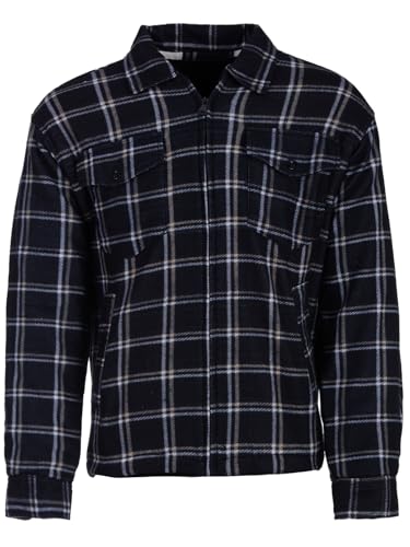 Henry Terre Holzfällerjacke Herren Hemdjacke Arbeitsjacke Hemd Flanell Jacke Thermojacke Kariert Gefüttert, Farbe:navy, Größe:XXL von Henry Terre