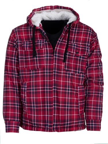 Henry Terre Holzfällerjacke Herren Hemdjacke Kapuze Arbeitsjacke Hemd Flanell Thermojacke Jacke Kariert Gefüttert M-3XL, Farbe:blau, Größe:L von Henry Terre