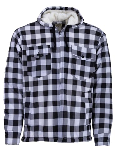 Henry Terre Holzfällerjacke Herren Hemdjacke Kapuze Arbeitsjacke Hemd Flanell Thermojacke Jacke Kariert Gefüttert M-3XL, Farbe:grau, Größe:L von Henry Terre