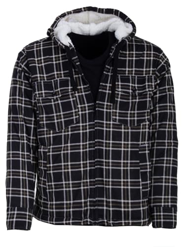 Henry Terre Holzfällerjacke Herren Hemdjacke Kapuze Arbeitsjacke Hemd Flanell Thermojacke Jacke Kariert Gefüttert M-3XL, Farbe:olive, Größe:XL von Henry Terre