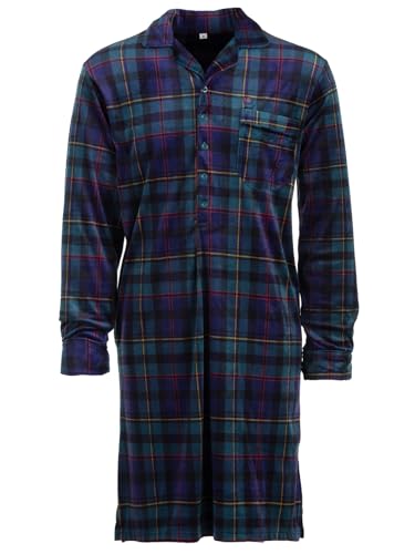 Henry Terre Herren Velour Nachthemd Langarm mit Umschlagmanschette Holzfäller- Design Brusttasche Knopfleiste Größe M-3XL Baumwollmix, Farbe:Magenta, Größe:XXL von Henry Terre