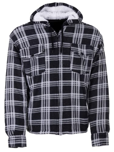 Henry Terre Holzfällerjacke Herren Hemdjacke Arbeitsjacke Hemd Flanell Jacke Thermojacke Kariert Gefüttert, Farbe:schwarz, Größe:3XL von Henry Terre