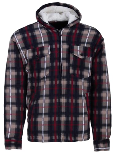 Henry Terre Holzfällerjacke Herren Hemdjacke Kapuze Arbeitsjacke Hemd Flanell Thermojacke Jacke Kariert Gefüttert, Farbe:beige, Größe:XXL von Henry Terre
