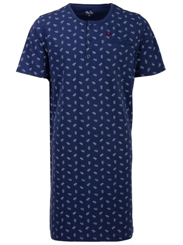 Henry Terre Nachthemd Herren Kurzarm Brush Brusttasche Knopfleiste Größe M-3XL, Farbe:blau, Größe:M von Henry Terre