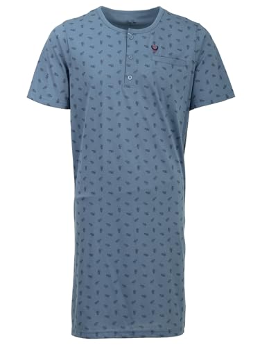 Henry Terre Nachthemd Herren Kurzarm Brush Brusttasche Knopfleiste Größe M-3XL, Farbe:hellblau, Größe:L von Henry Terre