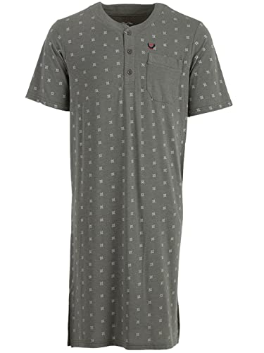 Henry Terre Nachthemd Herren Kurzarm Brusttasche Rundhals Knopfleiste M-XXL Schlafshirt, Farbe:grün, Größe:L von Henry Terre