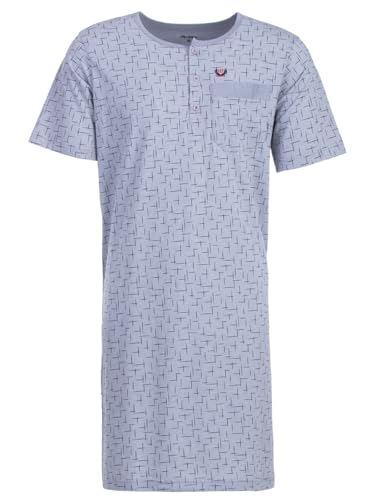 Henry Terre Nachthemd Herren Kurzarm Cross-Over Brusttasche Knopfleiste Größe M-3XL, Farbe:hellgrau, Größe:L von Henry Terre