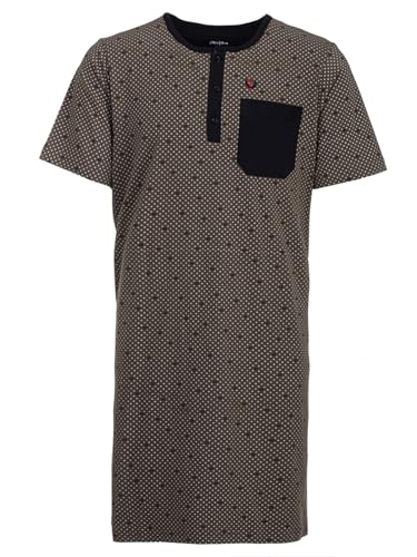 Henry Terre Nachthemd Herren Kurzarm Kreuz Brusttasche Knopfleiste Größe M-3XL, Farbe:Olive, Größe:3XL von Henry Terre