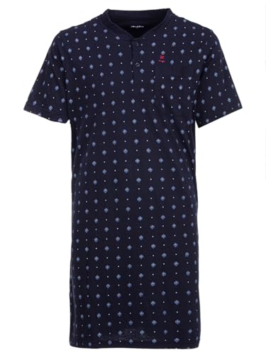 Henry Terre Nachthemd Herren Kurzarm Raute Brusttasche Knopfleiste Größe M-3XL, Farbe:Navy, Größe:M von Henry Terre
