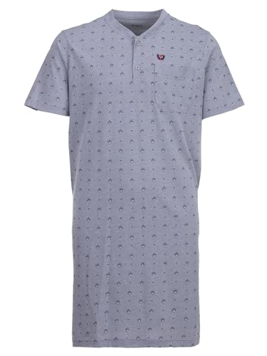 Henry Terre Nachthemd Herren Kurzarm Raute Brusttasche Knopfleiste Größe M-3XL, Farbe:hellgrau, Größe:M von Henry Terre