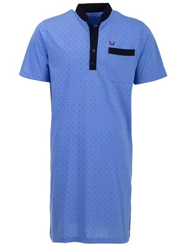 Henry Terre Nachthemd Herren Kurzarm Stehkragen mit Punkten Brusttasche Knopfleiste Größe M-3XL, Farbe:hellblau, Größe:XXL von Henry Terre