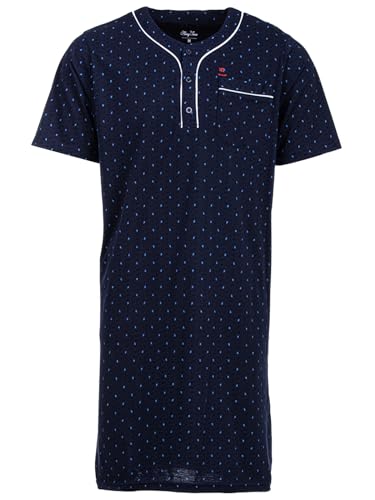 Henry Terre Nachthemd Herren Kurzarm Zacken Brusttasche Knopfleiste Größe M-3XL, Farbe:Navy, Größe:L von Henry Terre