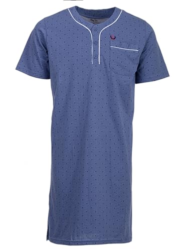 Henry Terre Nachthemd Herren Kurzarm Zacken Brusttasche Knopfleiste Größe M-3XL, Farbe:hellblau, Größe:L von Henry Terre