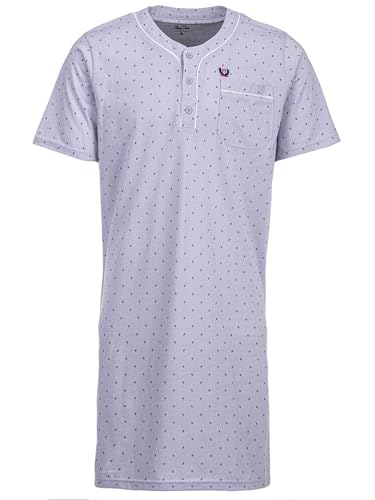 Henry Terre Nachthemd Herren Kurzarm Zacken Brusttasche Knopfleiste Größe M-3XL, Farbe:hellgrau, Größe:M von Henry Terre