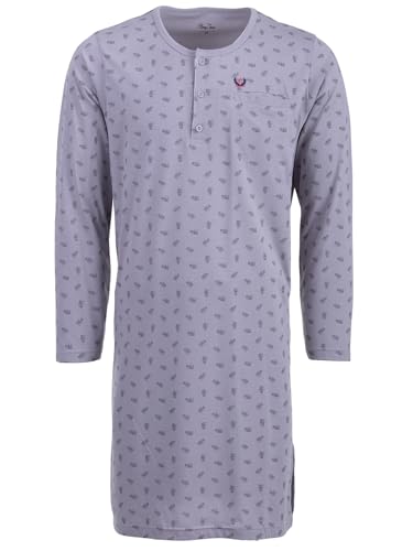 Henry Terre Nachthemd Herren Langarm Brush Brusttasche Knopfleiste Größe M-3XL, Farbe:grau, Größe:3XL von Henry Terre