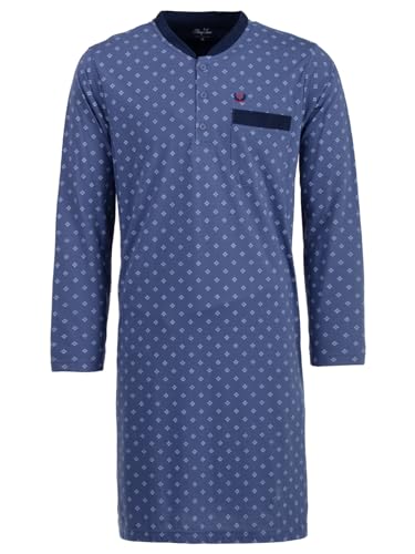 Henry Terre Nachthemd Herren Langarm Kompass Brusttasche Knopfleiste Größe M-3XL, Farbe:blau, Größe:L von Henry Terre